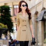 Trenchcoat Naistele Kahe n&ouml;&ouml;biridaga Trenchcoat Pitsiline Naiste S&uuml;gisesed Vabaaja Mantlid Tuulejakk &Uuml;ler&otilde;ivad Vihmamantel Streetwear Suur Suurus XXXXL gray