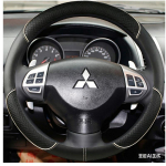 Must nahast auto roolikatete komplekt Mitsubishi Lancer X 10 Pajero Sport Outlander ASX jaoks Beige round gray