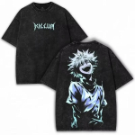 Vintage Pesemine Killua Zoldyck V&auml;lk Anime T-s&auml;rk &Uuml;lem&otilde;&otilde;duline Hunter X Hunter Graafiline Streetwear Puuvillane T-s&auml;rk S gray