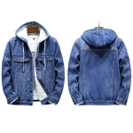 Paksem talvejakk meestele Soojem Kapuutsiga Denim Lammavillast Kapuutsiga ja Tepitud Denimjakk Imitatsioonilammavilla Fliis Meeste Riided L sinine