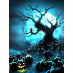 5D isetegemise teemantmaal Halloween t&auml;is&uuml;mmargune teemanttikandid ristpistes 20X30CM