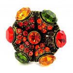 Bague Cr&eacute;ateur 'Rayons des Etoiles' Rouge / Vert 56 punane