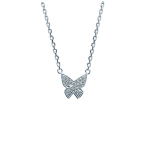 Les Tr&eacute;sors De Lily [I9796] - Collier Argent 'Papillon' blanc argent&eacute; (rhodi&eacute;) - 10x10 mm valge