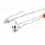 Les Tr&eacute;sors De Lily [J1125] - Collier cr&eacute;ateur 'T&ecirc;te de Mort' rouge argent&eacute; h&otilde;be