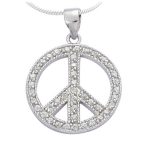 Les Tr&eacute;sors De Lily [J5306] - Pendentif Argent 'Peace' blanc argent&eacute; (rhodi&eacute;) - 2 cm valge