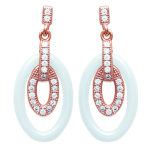 Les Tr&eacute;sors De Lily [L4690] - kullatud k&otilde;rvar&otilde;ngad  Sissi  valge keraamiline roosa kuld - 25x11 mm valge