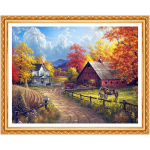 Teemantpistega maalimine talu s&uuml;gisene maastik Tikand Looduslik maastik Euroopa kodukaunistus 20X30CM