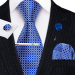 Lahe lipsukomplekt meestele Jacquard kootud siidist lipsu tasku kandiline mansetin&ouml;&ouml;pide komplekt Barry.Wang N-1641