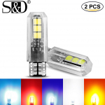 2tk Uusim T10 W5W LED pirn auto tuli 6SMD 3030 194 192 168 2825 WY5W led autode numbrim&auml;rgi lamp kuppel DRL tuled DC 12V 6000K valge sinine