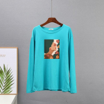 Hirsionsani kevadised pikkade varrukatega puuvillased T-s&auml;rgid Abstraktsed Esteetika Figuurid Tr&uuml;ki T-s&auml;rk Naistele Vaba aeg O-kaelusega Lihtsad lahtised topid M valge