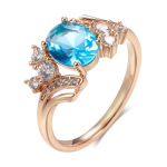 Kinel Blue Water Drop tsirkoonist s&otilde;rmused naistele Roosa kulla v&auml;rvi peened ehted 7