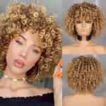 MERISIHAIR lokkis Afroblond parukas tukkidega &Otilde;lad Parukad Afro Kinky Wigs S&uuml;nteetiline lokkis t&auml;isparukas mustanahalistele naistele China