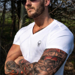 Muscleguys New Cotton Tide br&auml;ndi l&uuml;hikeste varrukatega T-s&auml;rk Meeste suvise tr&uuml;kiga Poole varrukatega Euroopa ja Ameerika Fitness Top Casual M must
