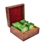 Kingitustee komplekt puidust karbis (60 pakk), Deluxe puidust kinkekarp, orgaaniline India