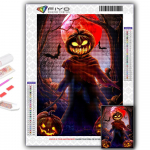 Populaarne 5D isetegemise ristpistega Halloweeni hirmutav k&otilde;rvitsapea, mees maalib t&auml;ispuur-ristpistes k&auml;sit&ouml;&ouml;komplekti seinakleebis Kodukaunistus Full Round 20X30CM