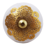 Les Tr&eacute;sors De Lily [A3117] - Kuldvalge Boho keraamiline m&ouml;&ouml;blinupp - 60x40 mm kuld