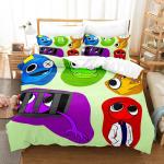3D Rainbow Friends voodipesukomplektid tekikott koos padjap&uuml;&uuml;riga, kaheinimesevoodi, t&auml;issuuruses kuninganna voodiriided voodipesu US Twin 173x218