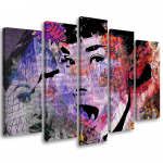 Viieosalise pildiga l&otilde;uendiprint Audrey Hepburn 100x70 roosa