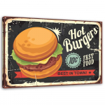 L&otilde;uenditr&uuml;kk Retro Sign Hot Burgers 60x40 pruun