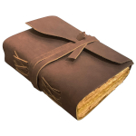 Nahast ajakiri - Nahkk&ouml;ites ajakiri - K&auml;sitsi valmistatud antiikne deckle paber - Nahast visandiraamat - Book of Shadows Journal 7 x 5 in pruun