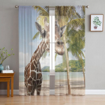 Naljakad kaelkirjak loom valged l&auml;bipaistvad kardinad elutuppa &Scaron;ifoon Voile kardin Magamistoa T&uuml;llkardinad Aknakatted 1 PCS W300XH250cm