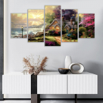 5 paneeli Maastik Meremaja &Otilde;lil&otilde;uend Maalimine Plakatid ja tr&uuml;kised Seinakunstipildid Elutuba Kodukaunistus Ilma raamita 20x35cm*2 20x45cm*2 20x55cm*1