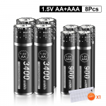 1,5 V AA 3400 mWh laetav liitium-ioonaku 1,5 V AAA 900 mWh aku kaugjuhtimispuldi hiire v&auml;ikesele ventilaatorile Elektriline m&auml;nguasja aku