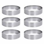 6 tk Ringikujuline tordir&otilde;ngas roostevabast terasest tartleti vorm perforeeritud puuviljapirukas Quiche kooki vahuvorm k&ouml;&ouml;gi kondiitritoodete k&uuml;psetusvorm 6Pcs Round 7cm