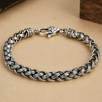 S925 Sterling H&otilde;bedast Meeste K&auml;ev&otilde;ru Domineeriv Tagak&uuml;lje Tekstuuriga J&auml;me H&otilde;bedane K&auml;ev&otilde;ru Trendikas Hip Hop Stiilis H&otilde;bedane Ehtekomplekt 18cm