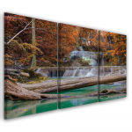 Kolmeosalise pildiga l&otilde;uenditr&uuml;kk Waterfall Autum Forest 60x40 oranž