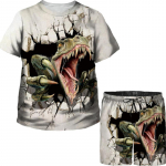 V&auml;ikelaste poiste t&uuml;drukute multikas 3D-print Jurrasic Dinosaur T Rex Velociraptor T-s&auml;rgid/&uuml;likonnad Teismelise vabaaja suvise T-s&auml;rgi dressikomplekt 150