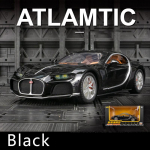 1/24 Scale Bugatti Atlantic Supercar Diecast automudeli m&auml;nguasi, tagasit&otilde;mmatav m&auml;nguasi koos heli ja valgusega lastele V&auml;ikelaste poiste t&uuml;drukute kingituste kollektsioon 1/24-20x8x5.3cm must