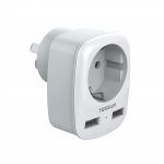 TESSAN Saksamaa-Austraalia reisiadapter 3-&uuml;hes pesaadapter 2 USB-pordiga 1 Outlet & 2 USB Ports hall v&auml;rv