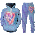 Sweet Love Heart 3D Prindiga meeste/naiste dressikomplektid vabaaja kapuutsi ja p&uuml;kstega 2 tk. Komplektid Oversize Pullover Trend Couple 3XL