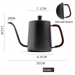 1 tk 350 ml/600 ml 304 roostevaba teras kaanega Teflon k&auml;sipruulimiskann majapidamises kasutatav pikk tila, tilguti kohvikann P&otilde;letusvastane rihma k&auml;epide 350ml must