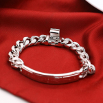 Fashion Italy Hip Hop Punk k&auml;ev&otilde;ru 925 Sterling H&otilde;bedane Punk K&auml;epael Peen ehe Kingitus 18cm