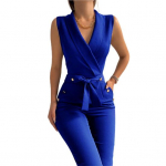 Naiste kombinesoonid, &uuml;hev&auml;rvilised varrukateta, elegantsed, lihtsa kraega sidemega kombinesoonid pulmadeks XL sinine