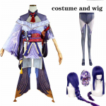 Cosplay m&auml;ng Raiden Shogun Cosplay kost&uuml;&uuml;m Baali varustus Raiden Mei t&auml;iskomplekt kleit parukas peakatted Anime Expo jaoks L-(Costume+Wig)