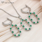 Moodne r&otilde;ngakujuline munakujuline ovaalne kuupmeetrist tsirkooniumoksiidist tilkk&otilde;rvar&otilde;ngad, ehtekomplektid naistele pulmade ripatsiga kaelakee