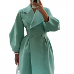 Naised Vintage laternaga varrukad villased mantlid, lahtik&auml;iv krae, pikad jakid naiste s&uuml;gistalvine kaherealine &uuml;ler&otilde;ivaste mantel L