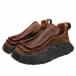 Fujin 4,5 cm ergonoomilised pehme kummitallaga lamedad vabaaja jalak&auml;ijad Naine Mugavad kootud venivast kangast ehtsast nahast s&uuml;gisjalatsid 41 pruun