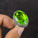 Fasetseeritud Peridoodi S&otilde;rmus K&auml;sit&ouml;&ouml;na Valmistatud Elegantne Ehtekomplekt 925 Sterling H&otilde;bes&otilde;rmus Unikaalne Vintage S&otilde;rmus T&auml;iesti Uus Kivist Ehted Saadaval K&otilde;ik Suurused 6