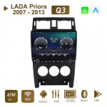 Android-autoraadio LADA Priora 2007&ndash;2013 jaoks koos nupunupuga 10-tolline multimeediumipleier, navigeerimis-GPS Carplay 2+32 GB must