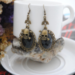 Vintage pronksist Skeleton Skull Hook Drop Dangle K&otilde;rvar&otilde;ngad Naistele Halloweeni kingitus