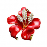 Peen s&auml;ravad kivikivid, inkrusteeritud roosi&otilde;ie kujuga pross, galvaniseeritud emailiga n&ouml;&ouml;pn&otilde;el, &uuml;likond rev&auml;&auml;riga sall Naiste m&auml;rk pruudiehted, kingitus punane