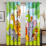 Safari loomad Multikad Jungle Forest Aknakardinad Rulood elutuppa Magamistoa Vannitoa K&ouml;&ouml;k Uks Kodukaunistus W65X60H(cm)X2Pcs&Hook