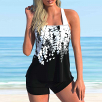 Naiste p&auml;itsed, rohelised palmipuud, prinditud bikiinid, ujumistrikoo 4XL must