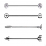 4 Pack Industrial Ball Barbell Ear Bar k&otilde;rvar&otilde;ngas 14G 16G Silver
