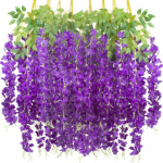 12 tk Kunstlik Wisteria 3 kahvlit Realistlik kodune pulmaaed siseruumides v&auml;lisseinale riputatav v&auml;rviline kunstlilleviinapuu vaniku kaunistus