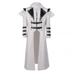 Meeste mantel Retro keskaegne kuninglik gooti steampunk cosplay v&auml;rviga sobiv rev, pikkade varrukatega lavaesitlus Esinemiskost&uuml;&uuml;m Halloweeni l&otilde;hestatud jope M valge